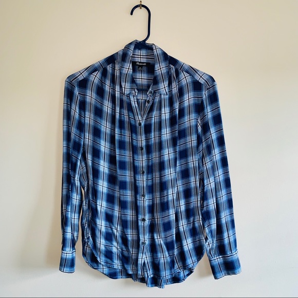 Madewell blue plaid checked button down shirt - Picture 1 of 7